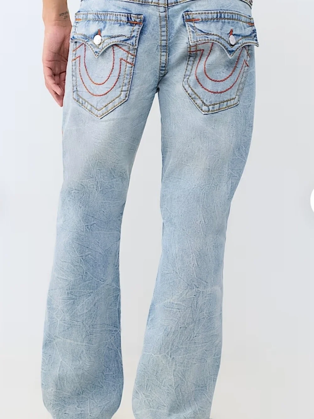 True Religion Ricky Super T Light Blue Men's Straight Seat Fit Summer Jeans Soft
